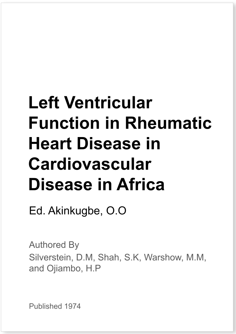 Left Ventricular Function in Rheumatic Heart Disease in Cardiovascular Disease in Africa