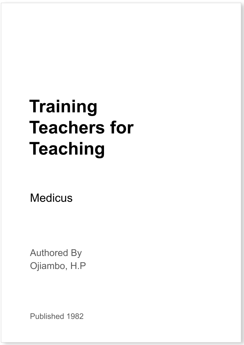 Training Teachers for Teaching
