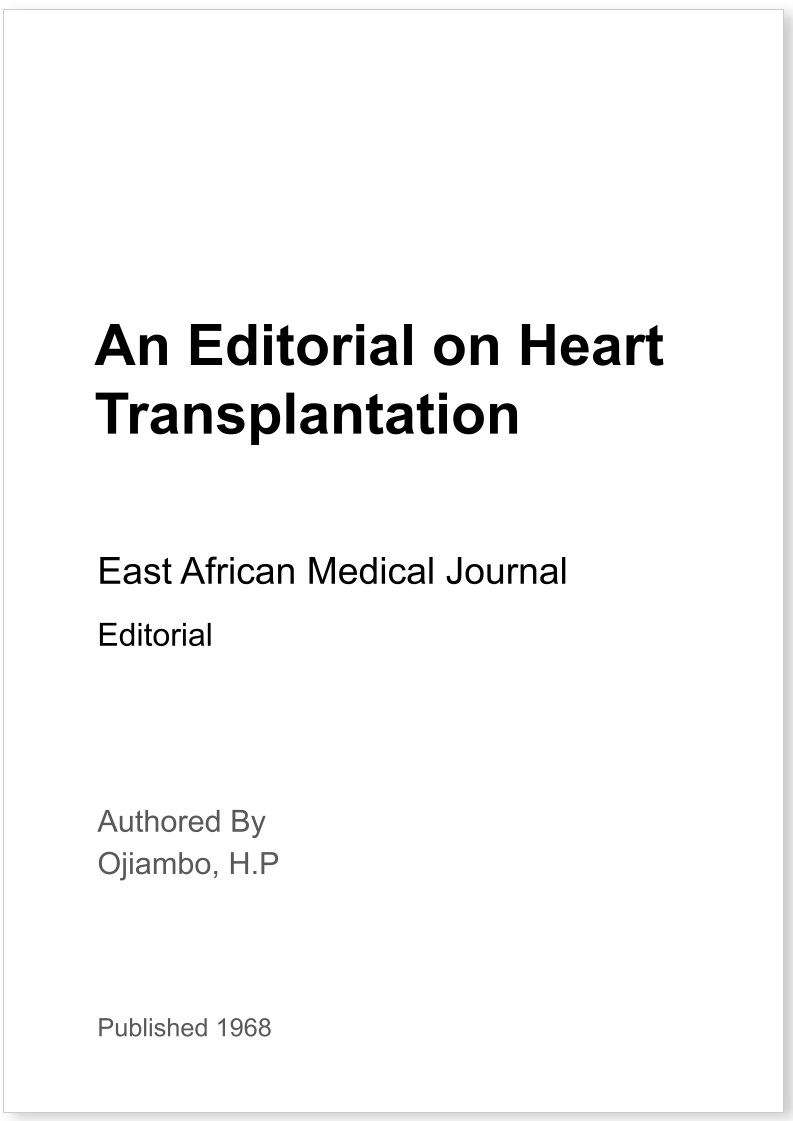 An Editorial on Heart Transplantation