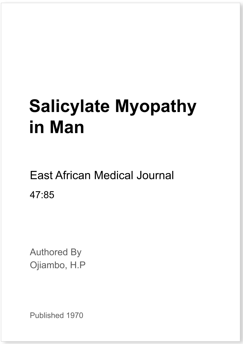 Salicylate Myopathy in Man