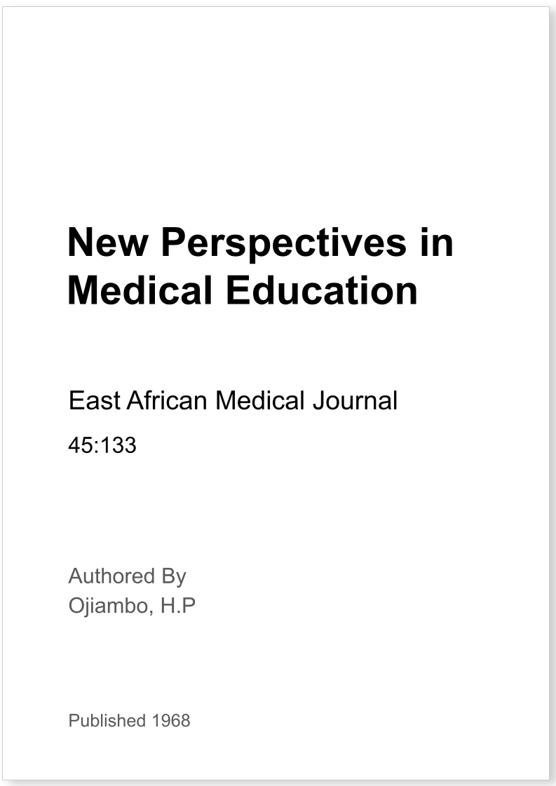 New Perspectives in Medical Education