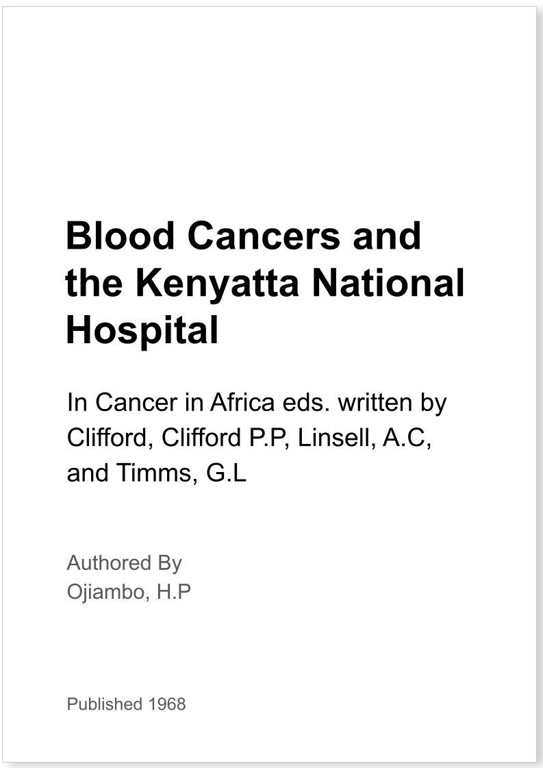 Blood Cancers and the Kenyatta National Hospital