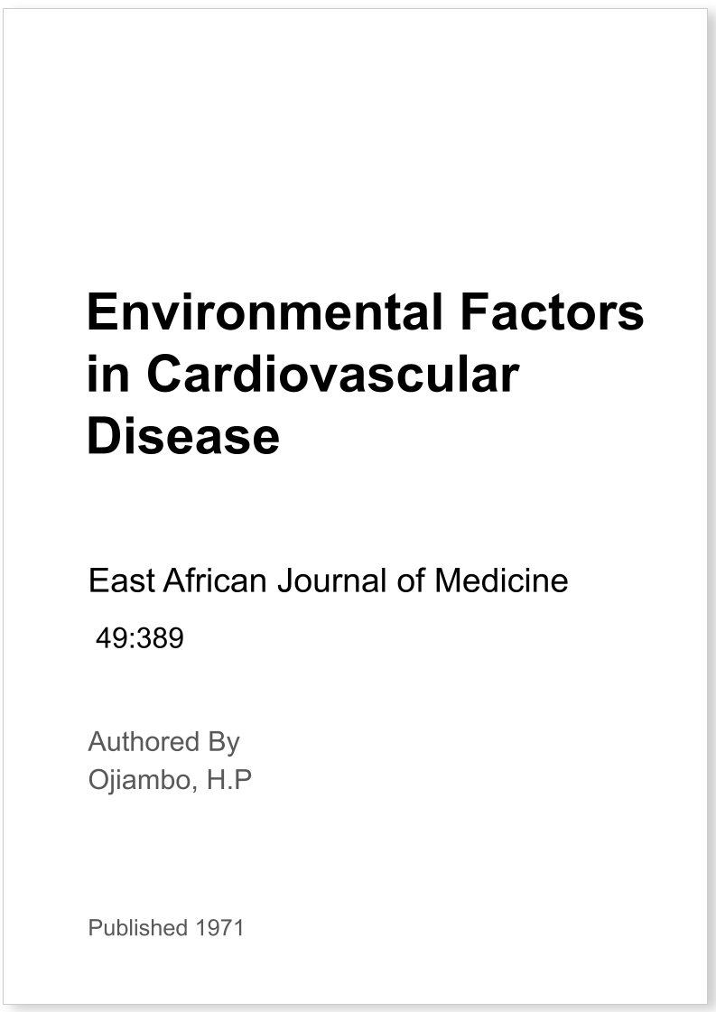 Environmental Factors in Cardiovascular Disease