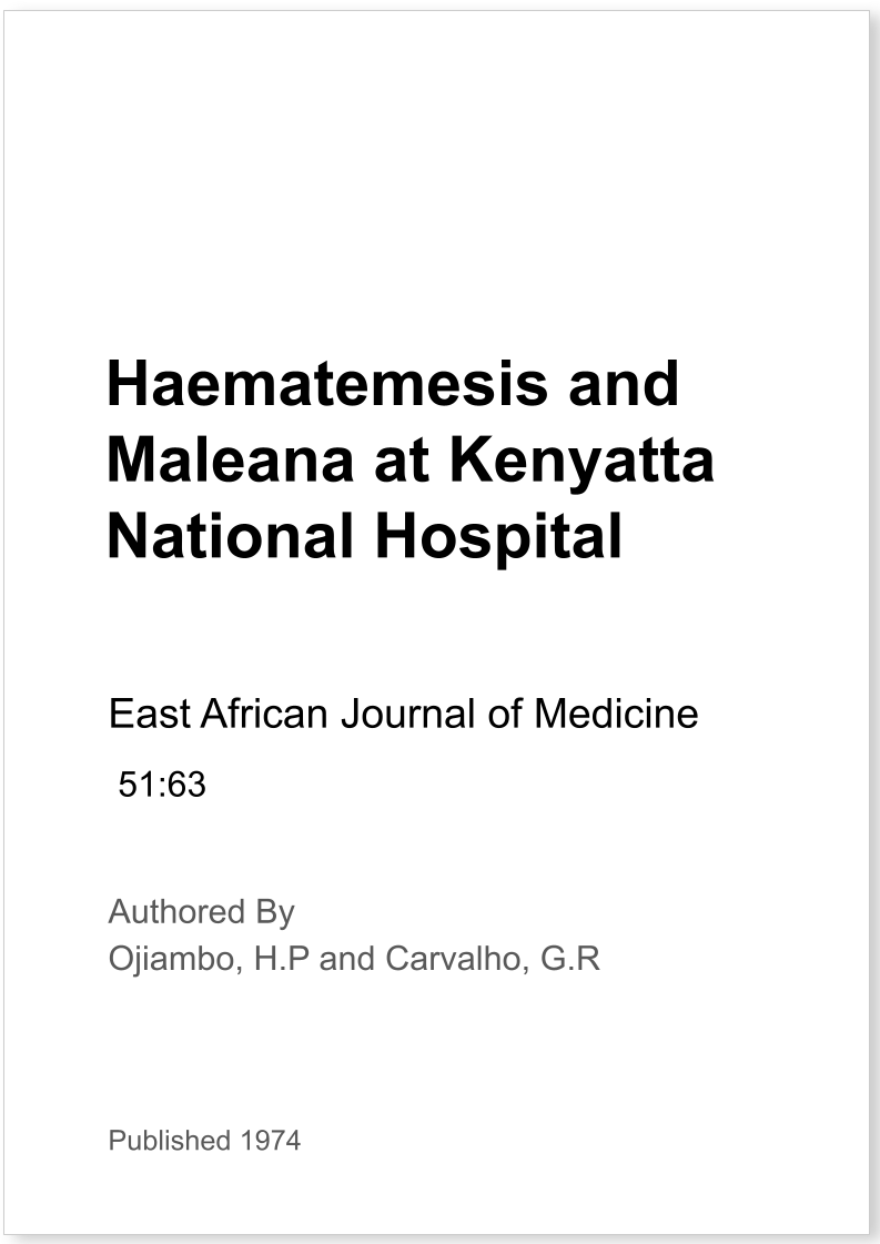 Haematemesis and Maleana at Kenyatta National Hospital