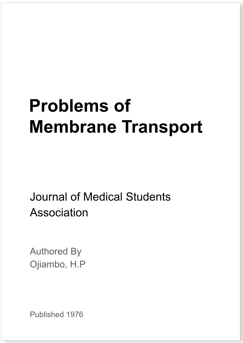 Problems of Membrane Transport