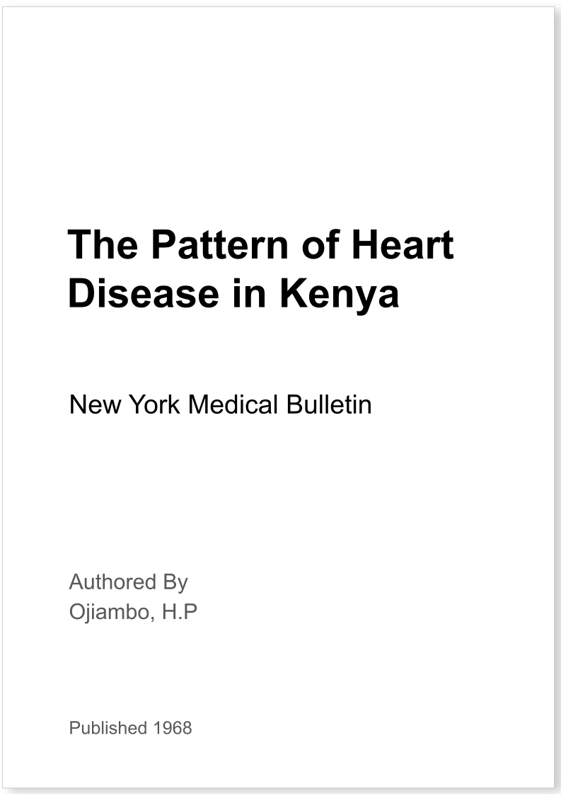 The Pattern of Heart Disease in Kenya
