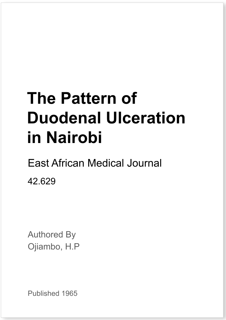 The Pattern of Duodenal Ulceration in Nairobi