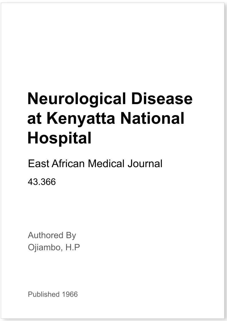 Neurological Disease at Kenyatta Hospital