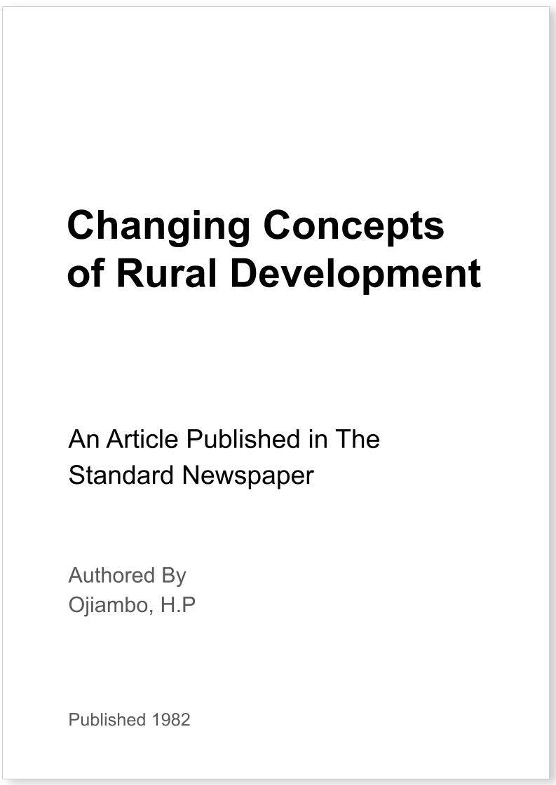Changing Concepts of Rural Development
