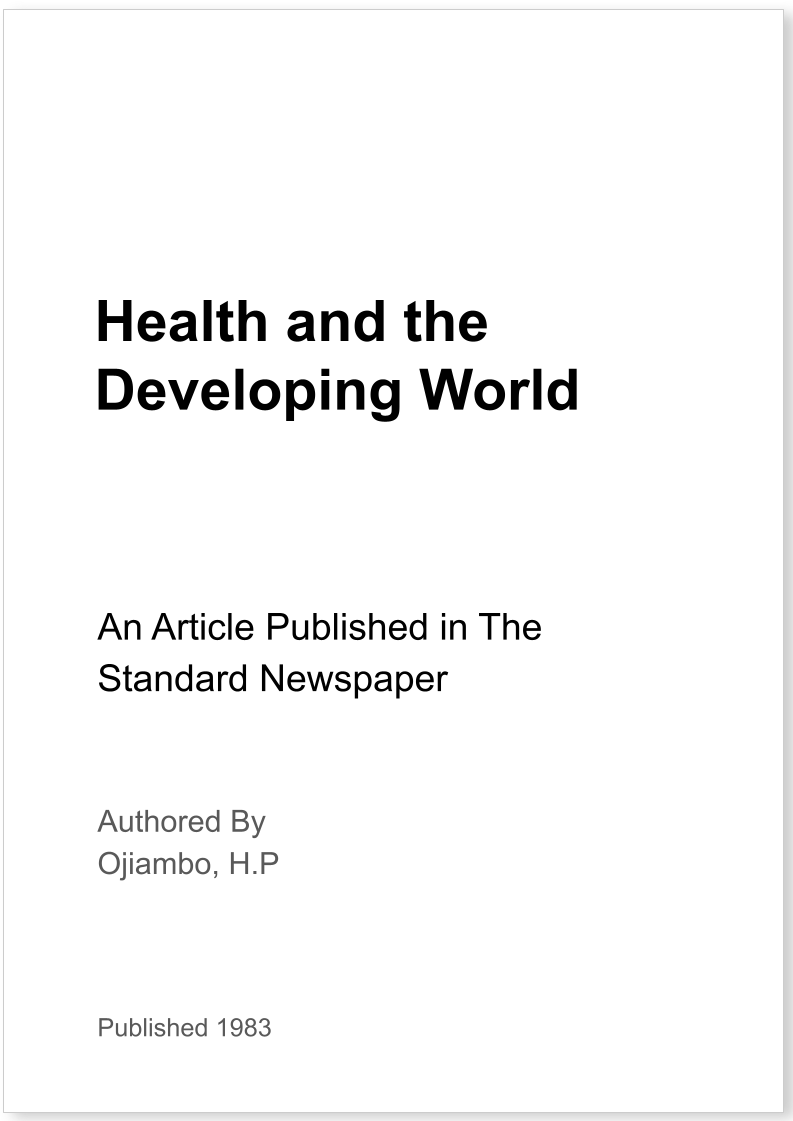 Health and the Developing World