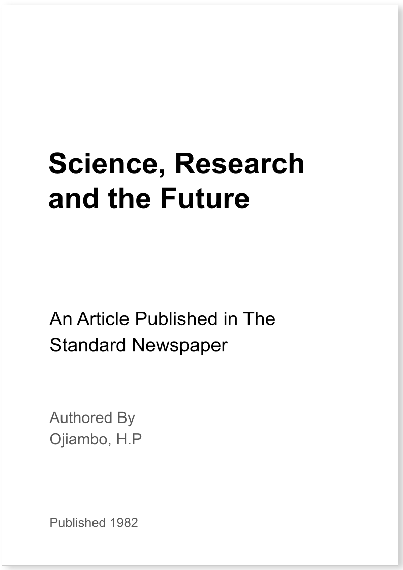 Science, Research and the Future