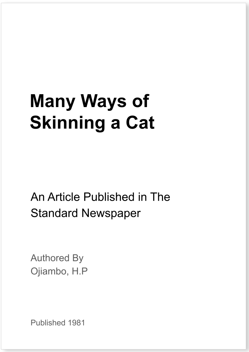 Many Ways of Skinning a Cat
