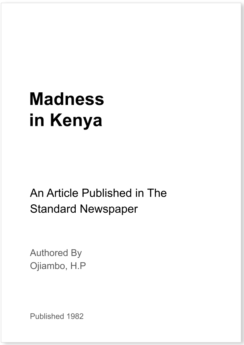 Madness in Kenya