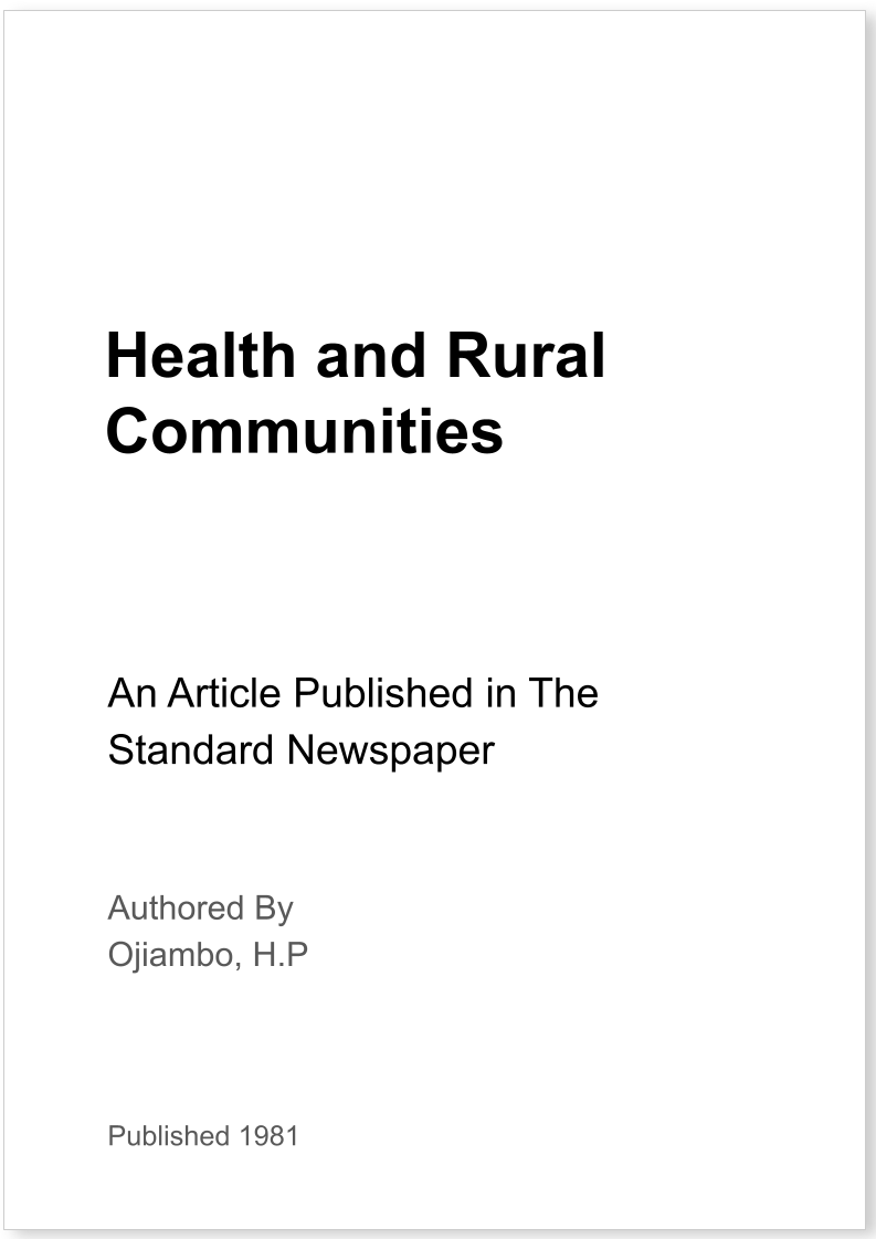 Health and Rural Communities