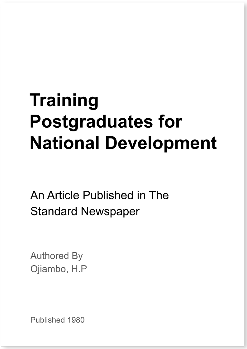 Training Postgraduates for National Development
