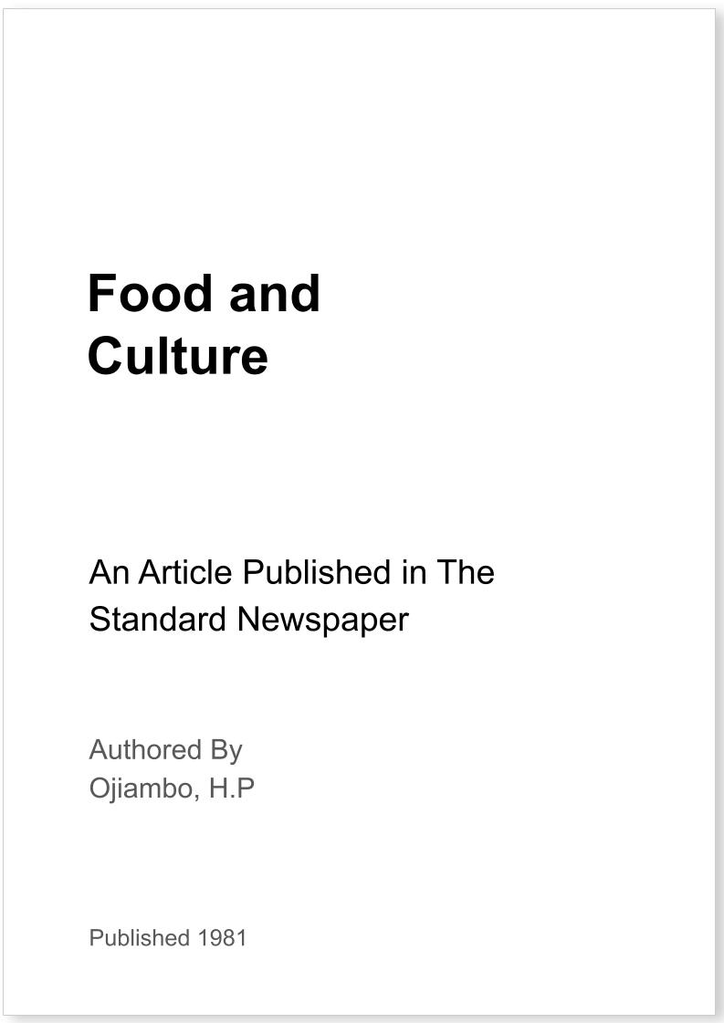 Food and Culture