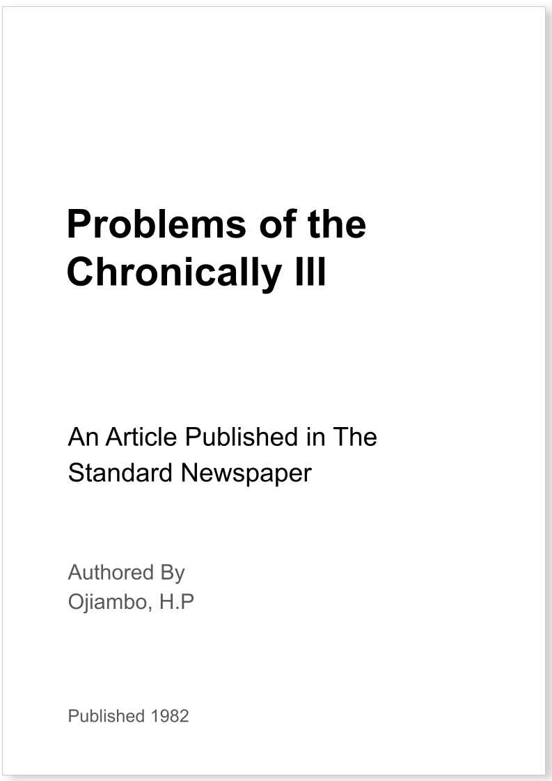 Problems of the Chronically Ill
