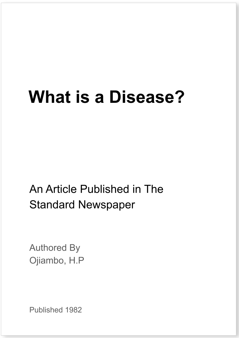 What is a Disease?