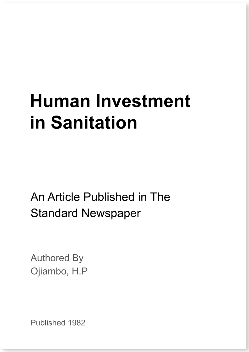 Human Investment in Sanitation