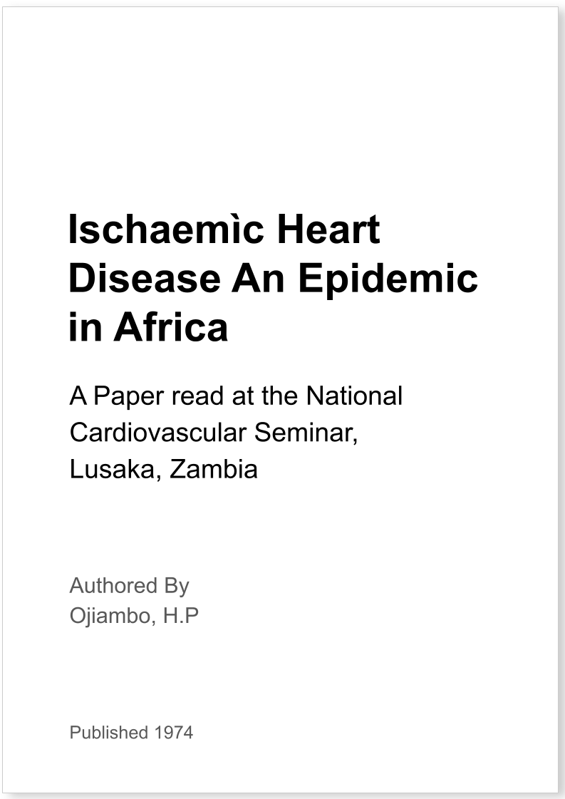 Ischaemìc Heart Disease An Epidemic in Africa