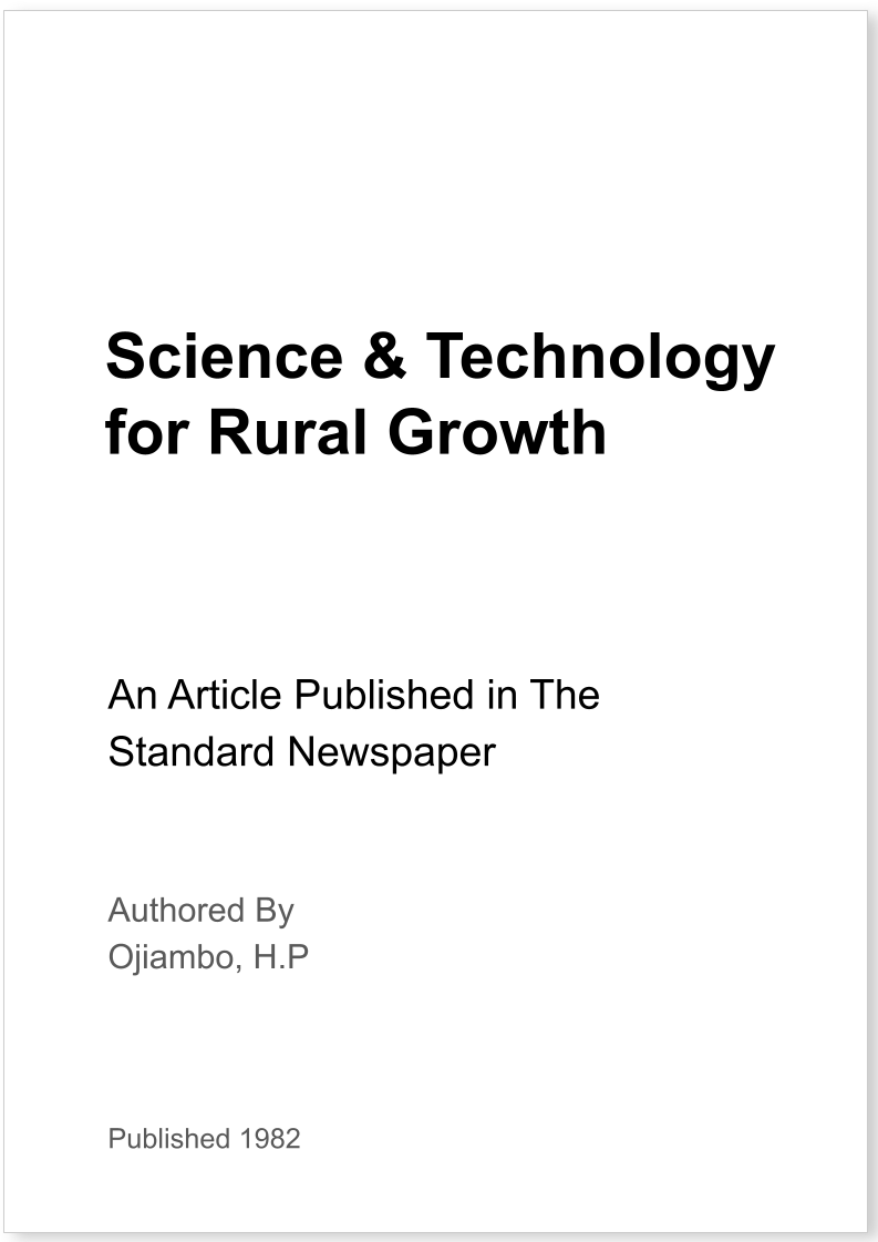 Science & Technology for Rural Growth