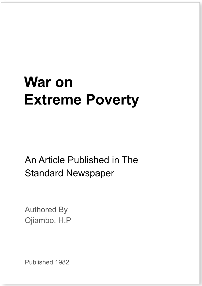War on Extreme Poverty