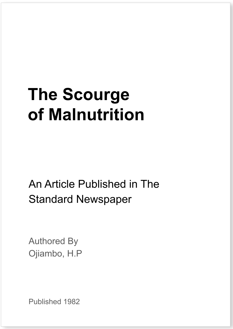 The Scourge of Malnutrition