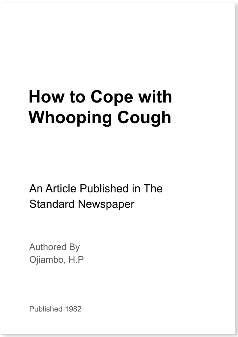 How to Cope with Whooping Cough