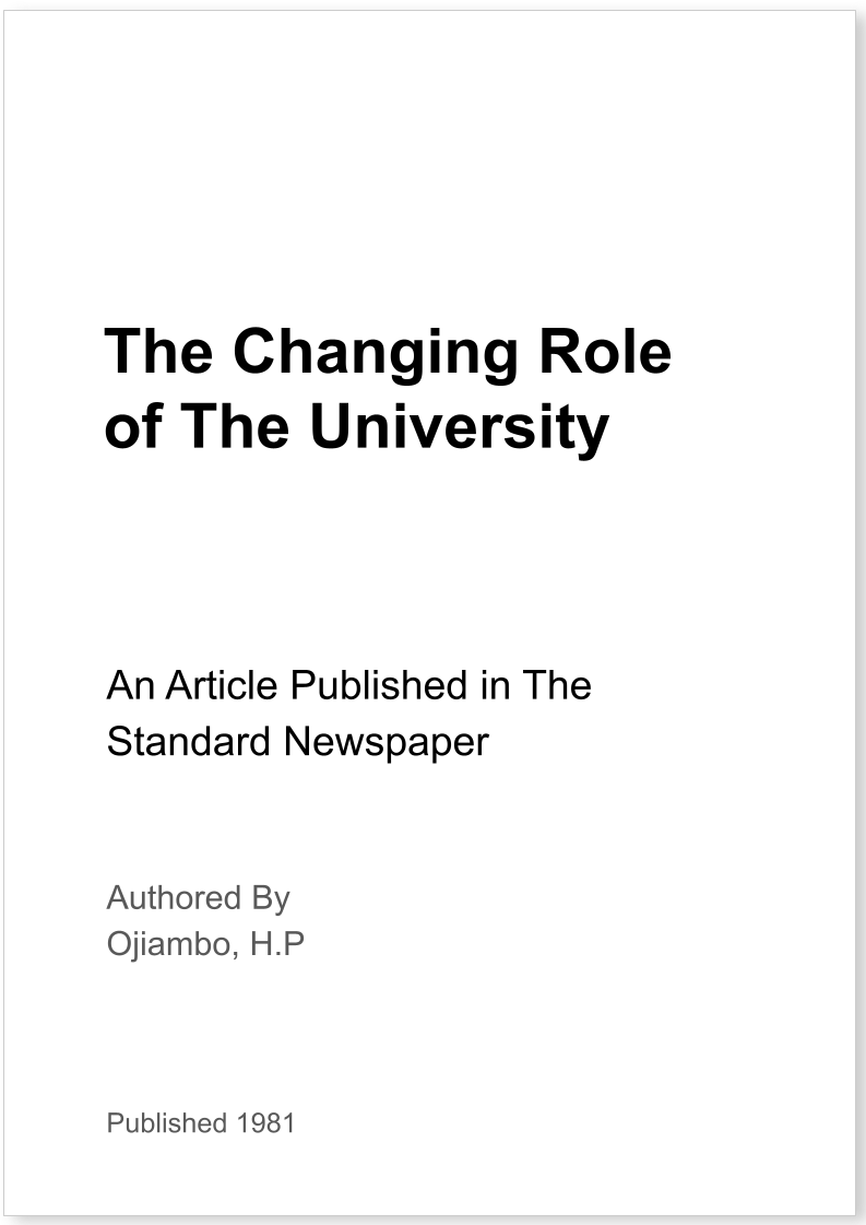 The Changing Role of The University