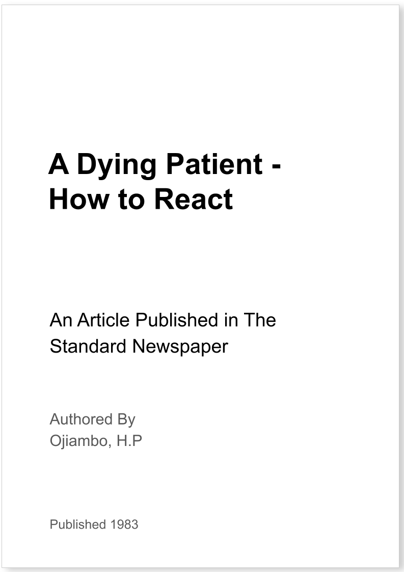 A Dying Patient - How to React