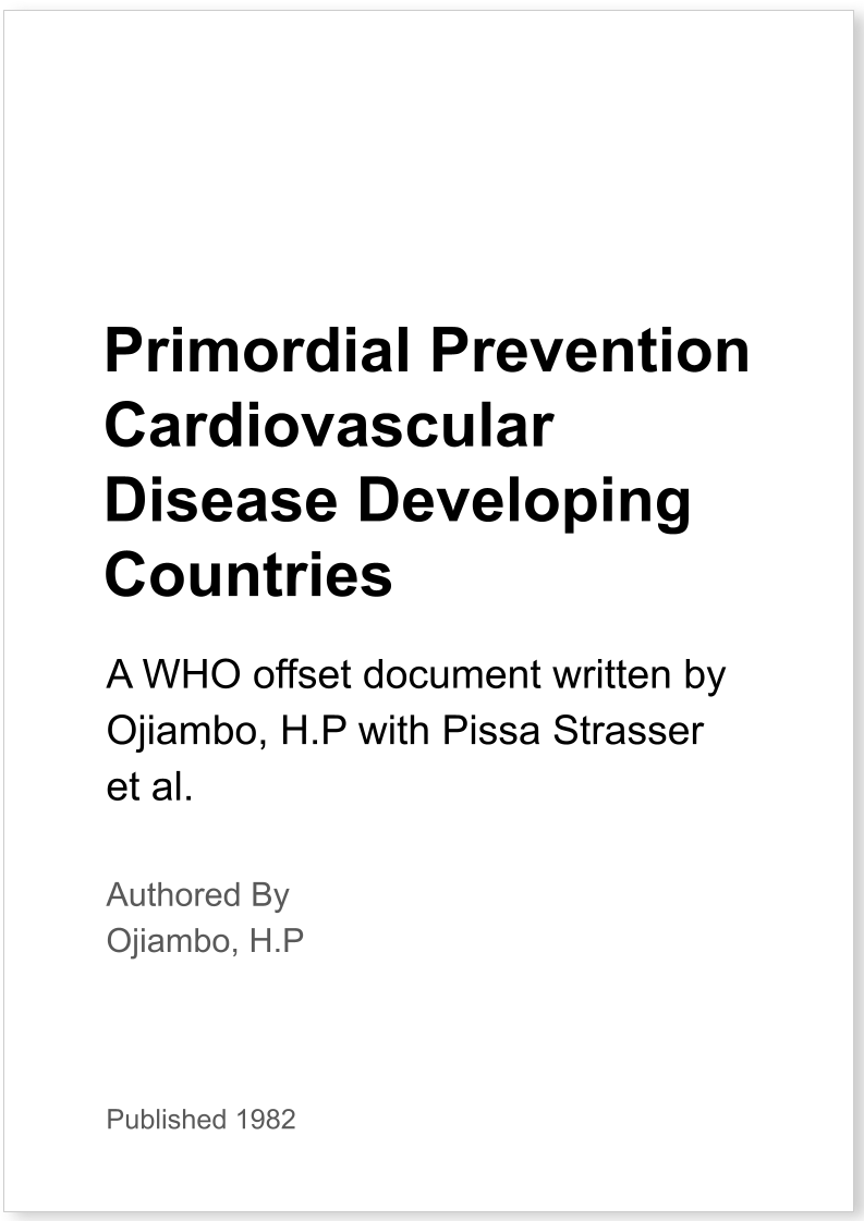 Primordial Prevention Cardiovascular Disease Developing Countries