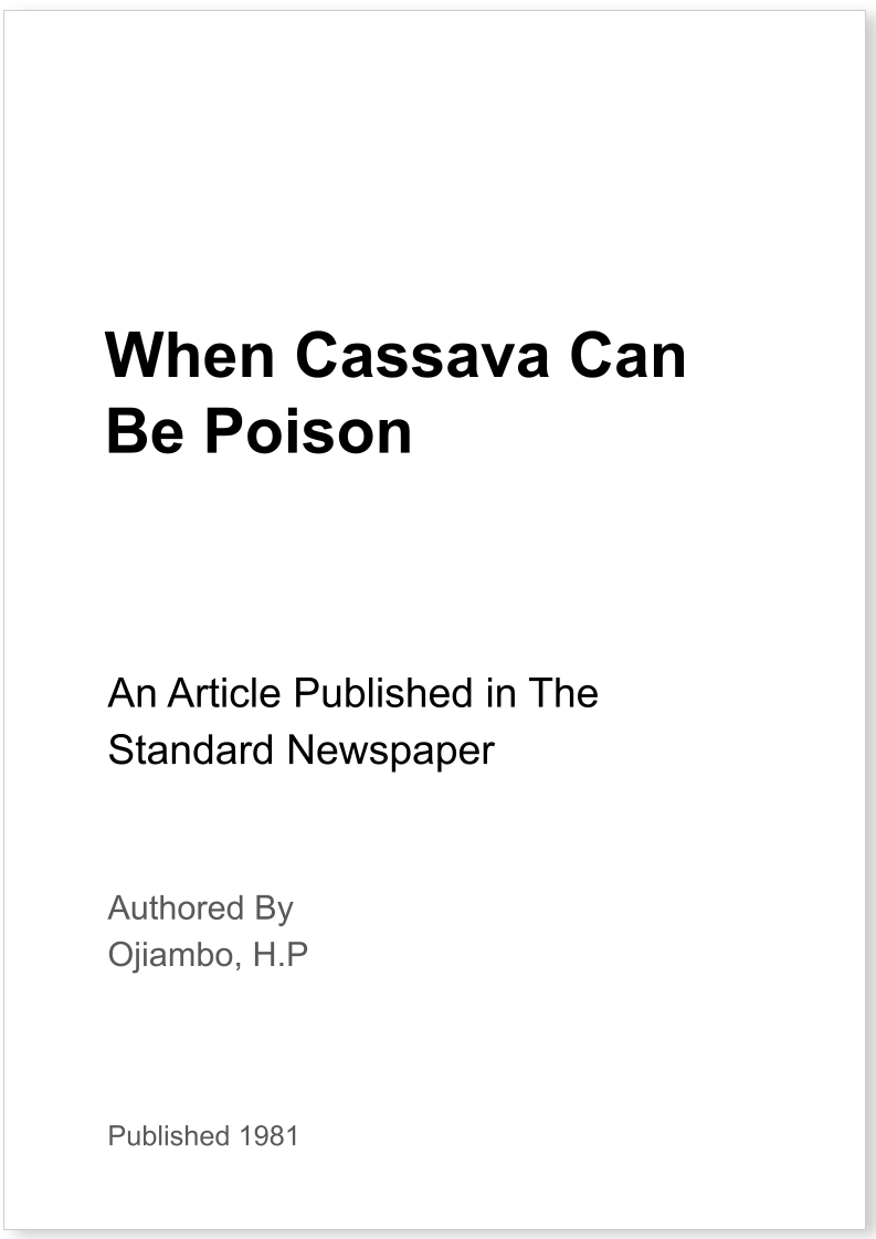 When Cassava Can Be Poison