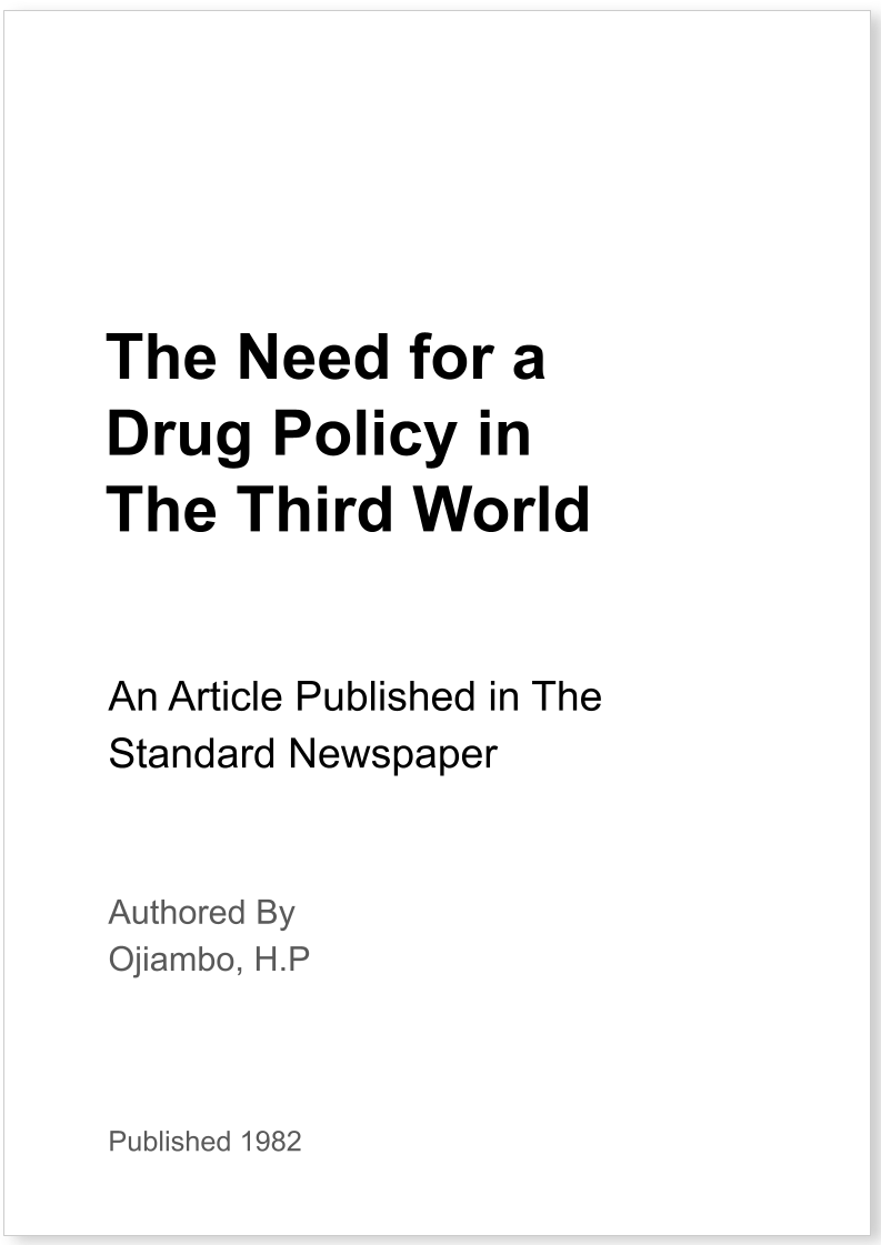 The Need for a Drug Policy in The Third World
