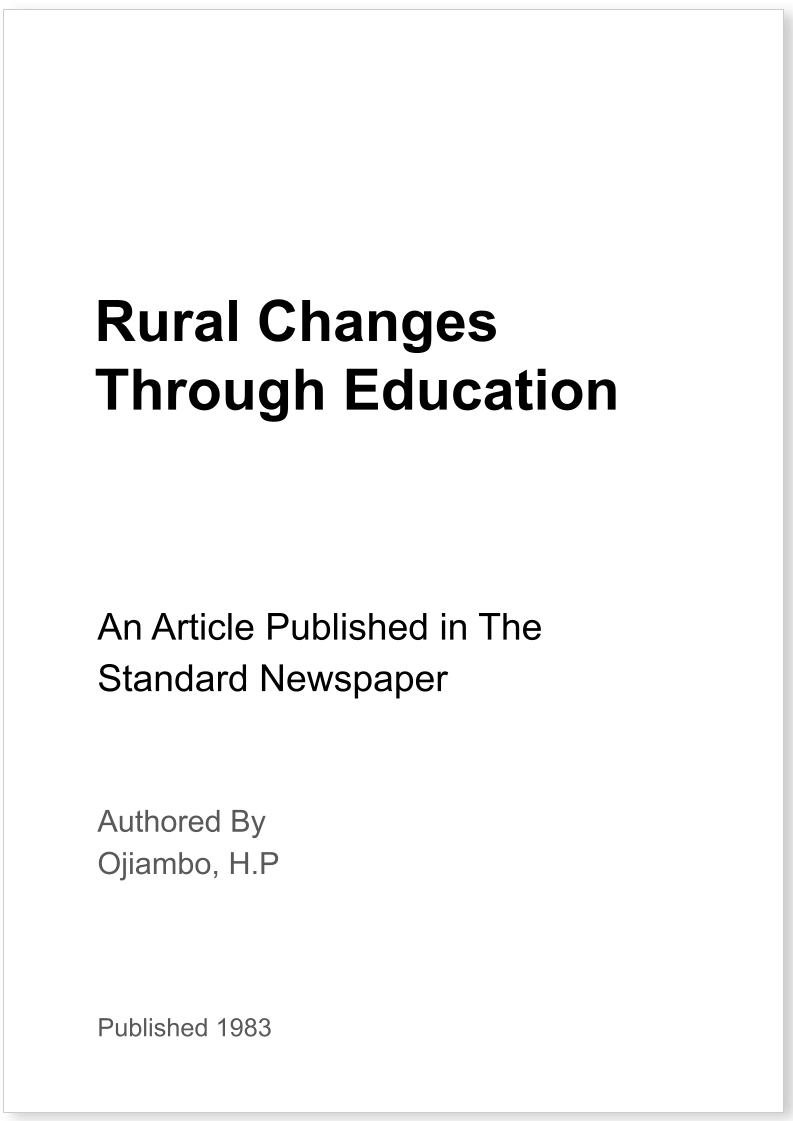 Rural Changes Through Education