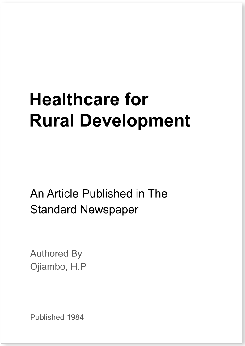 Healthcare for Rural Development