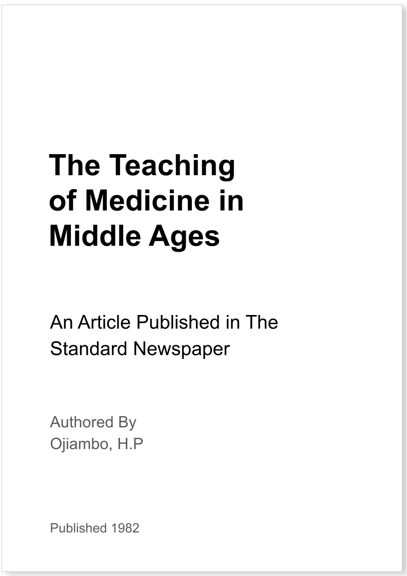 The Teaching of Medicine in Middle Ages