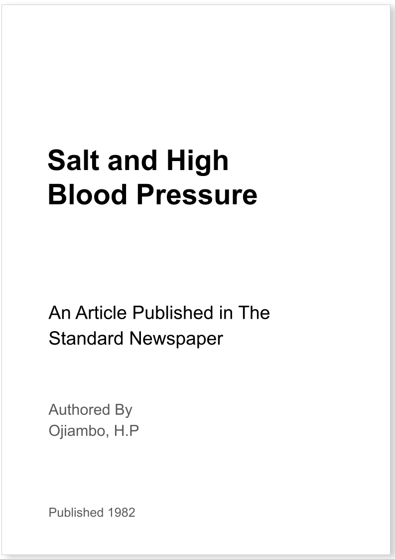 Salt and High Blood Pressure