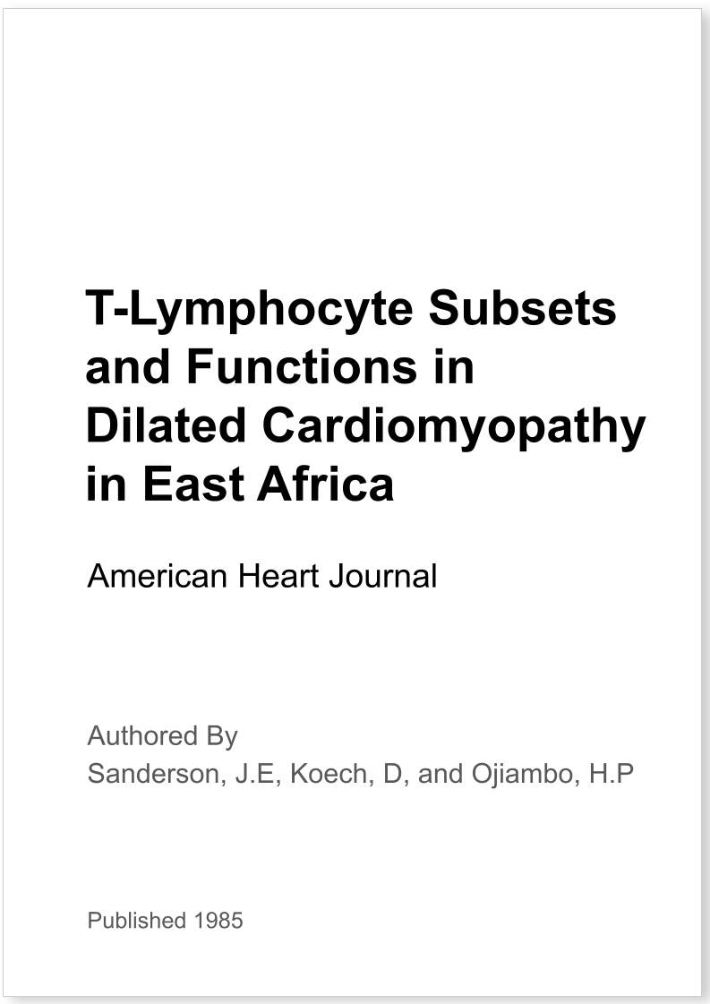 T-Lymphocyte Subsets and Functions in Dilated Cardiomyopathy in East Africa