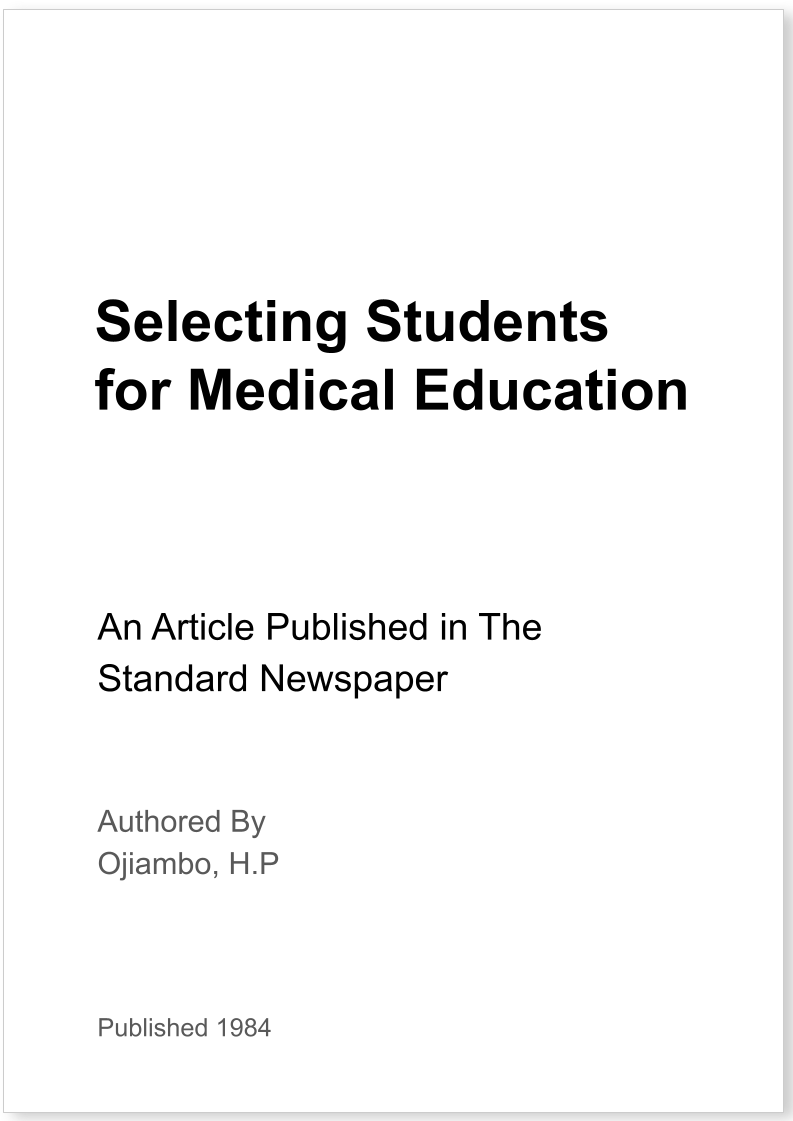 Selecting Students for Medical Education