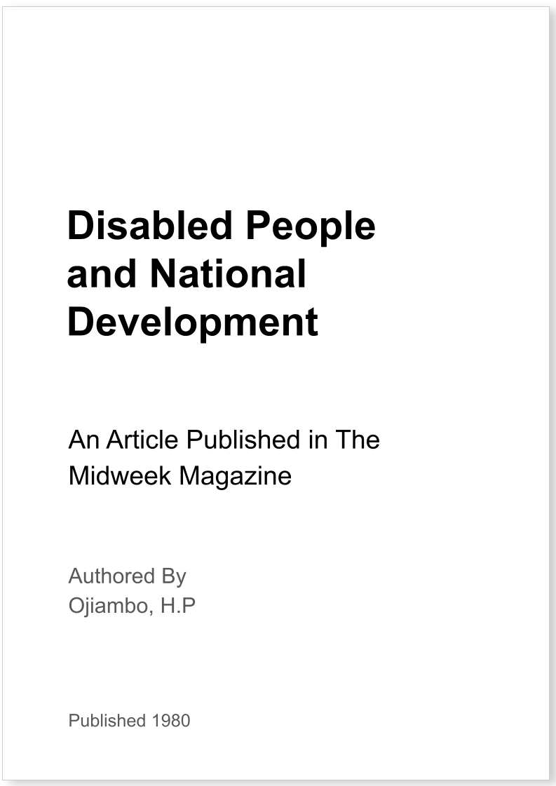 Disabled People and National Development