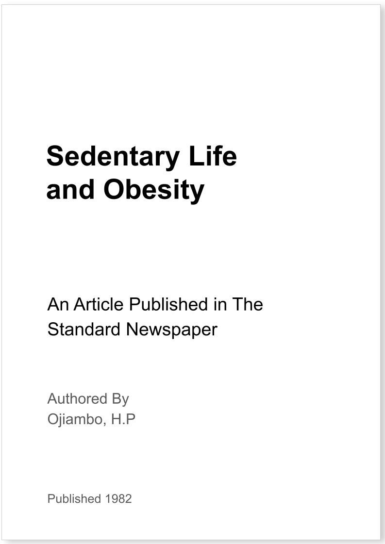 Sedentary Life and Obesity