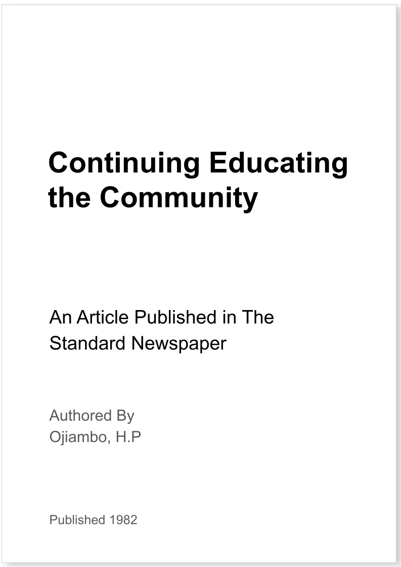Continuing Educating the Community