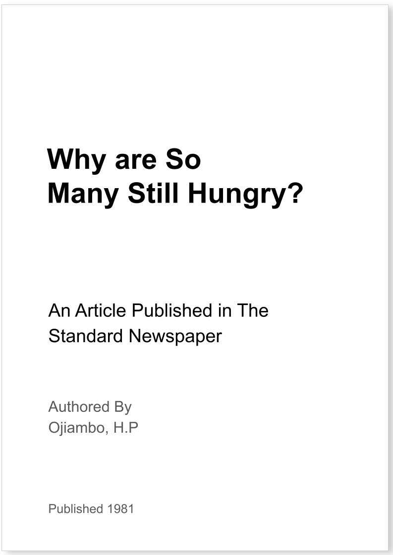 Why are So Many Still Hungry?