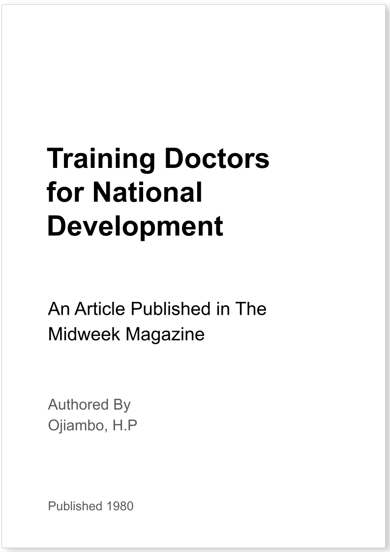 Training Doctors for National Development